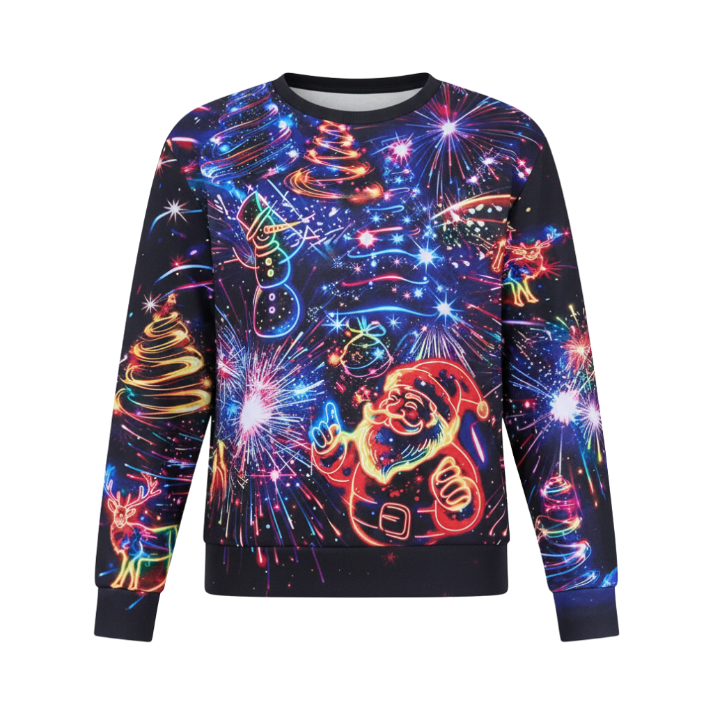 Long Sleeve Graphic Print Ugly Christmas Sweater