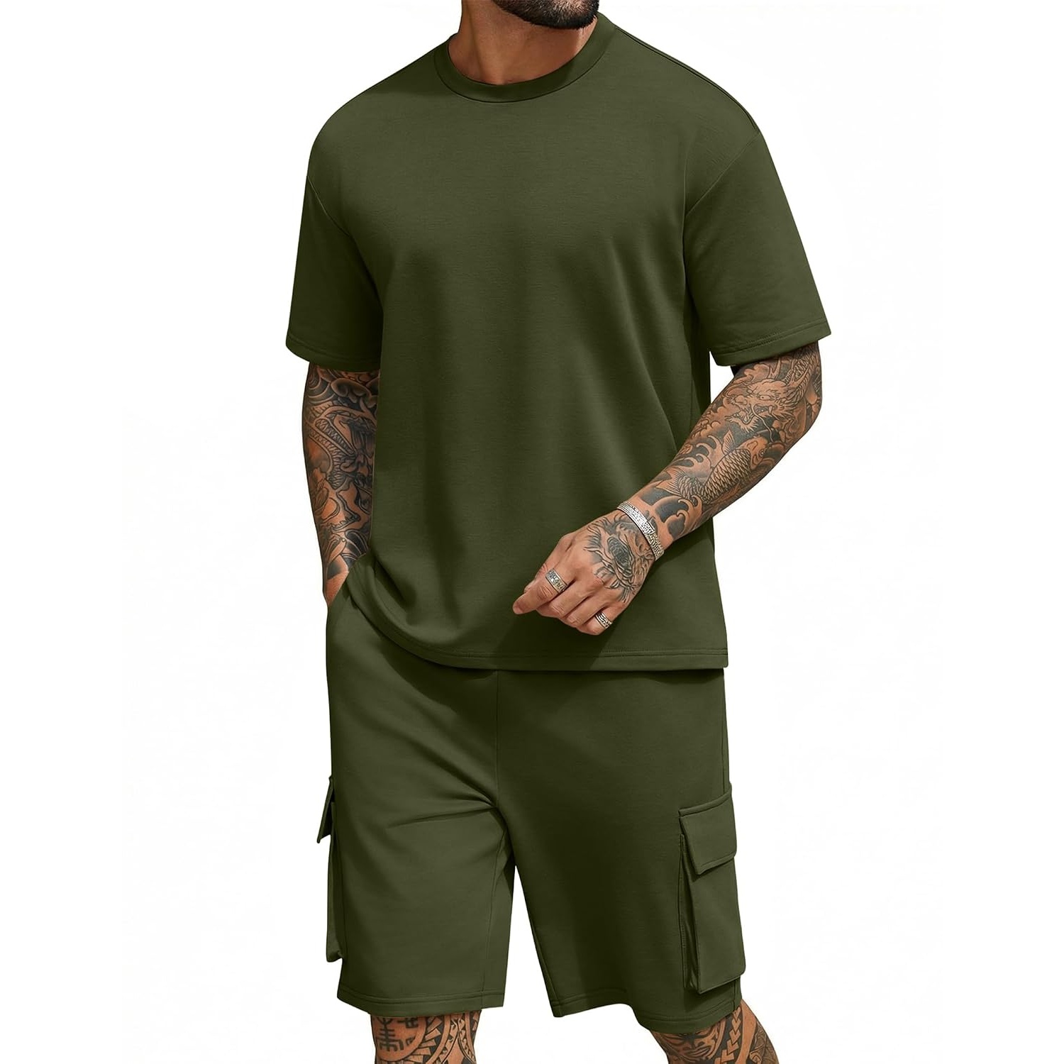 Oversized Cotton Summer Shirt And Shorts Set For Men