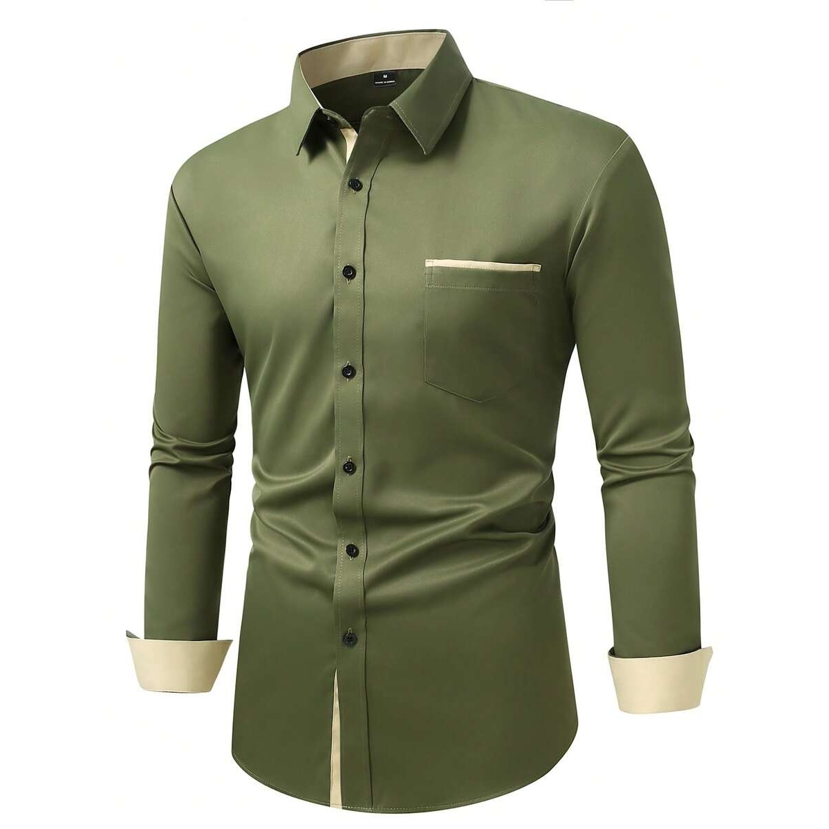 Solid Colored Front Pocket Long Sleeve Shirt