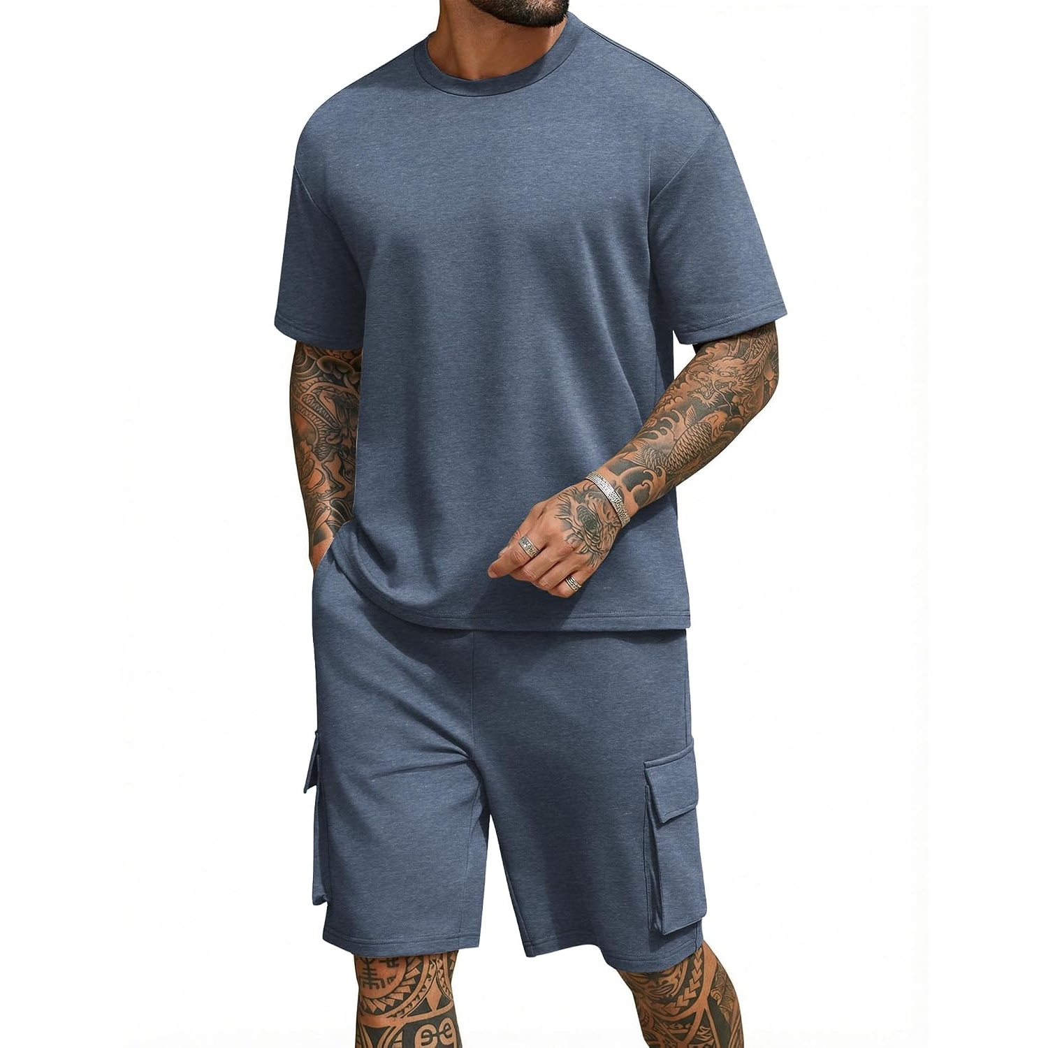 Oversized Cotton Summer Shirt And Shorts Set For Men