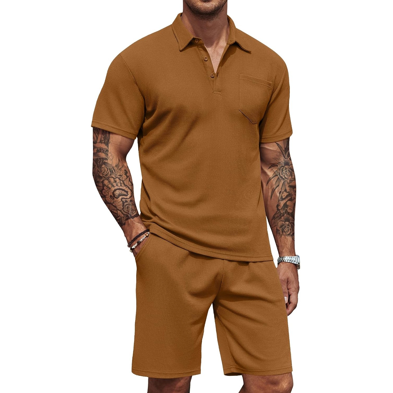 Casual Summer Shorts And Polo Tshirt Set For Men