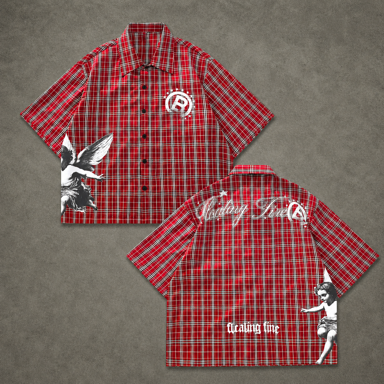 Casual Short Sleeve Retro Loose Plaid Shirt For Women