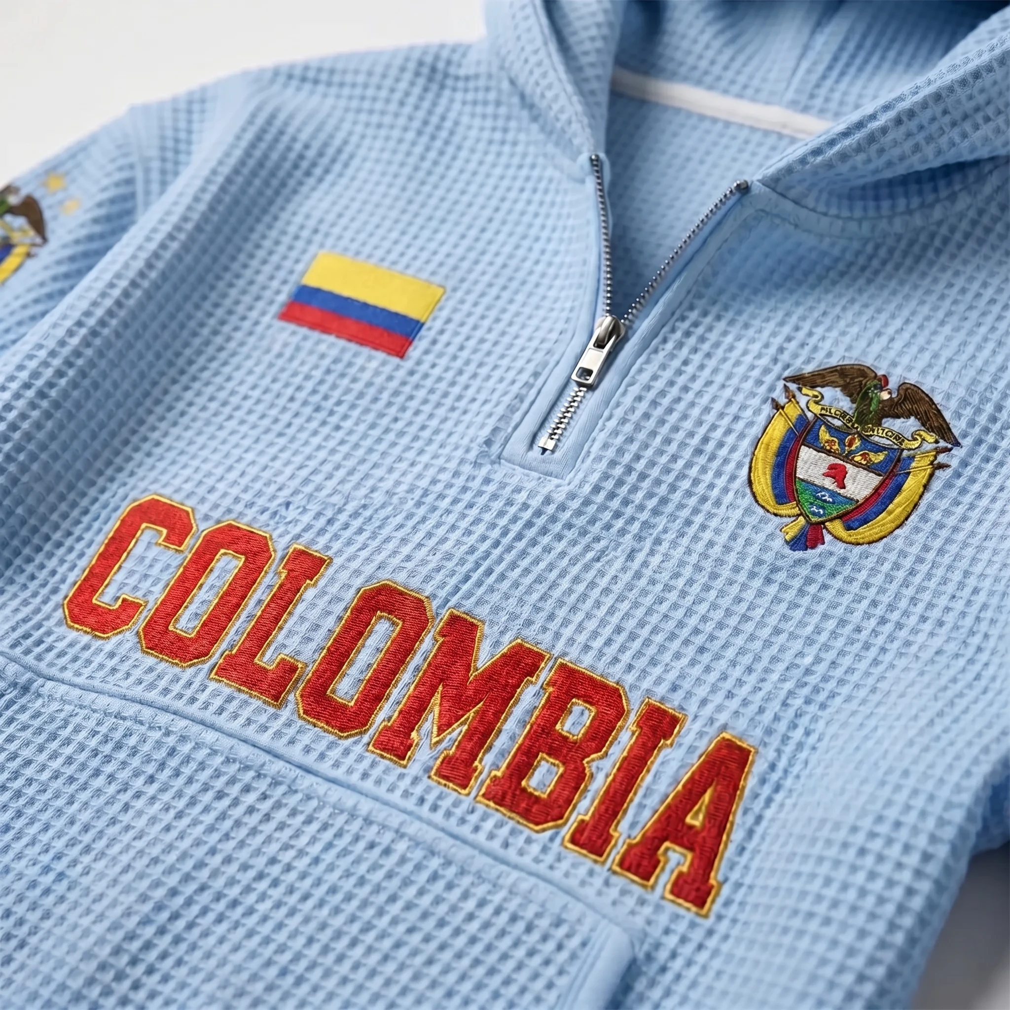 Colombia waffle quarter-zip football fan hoodie