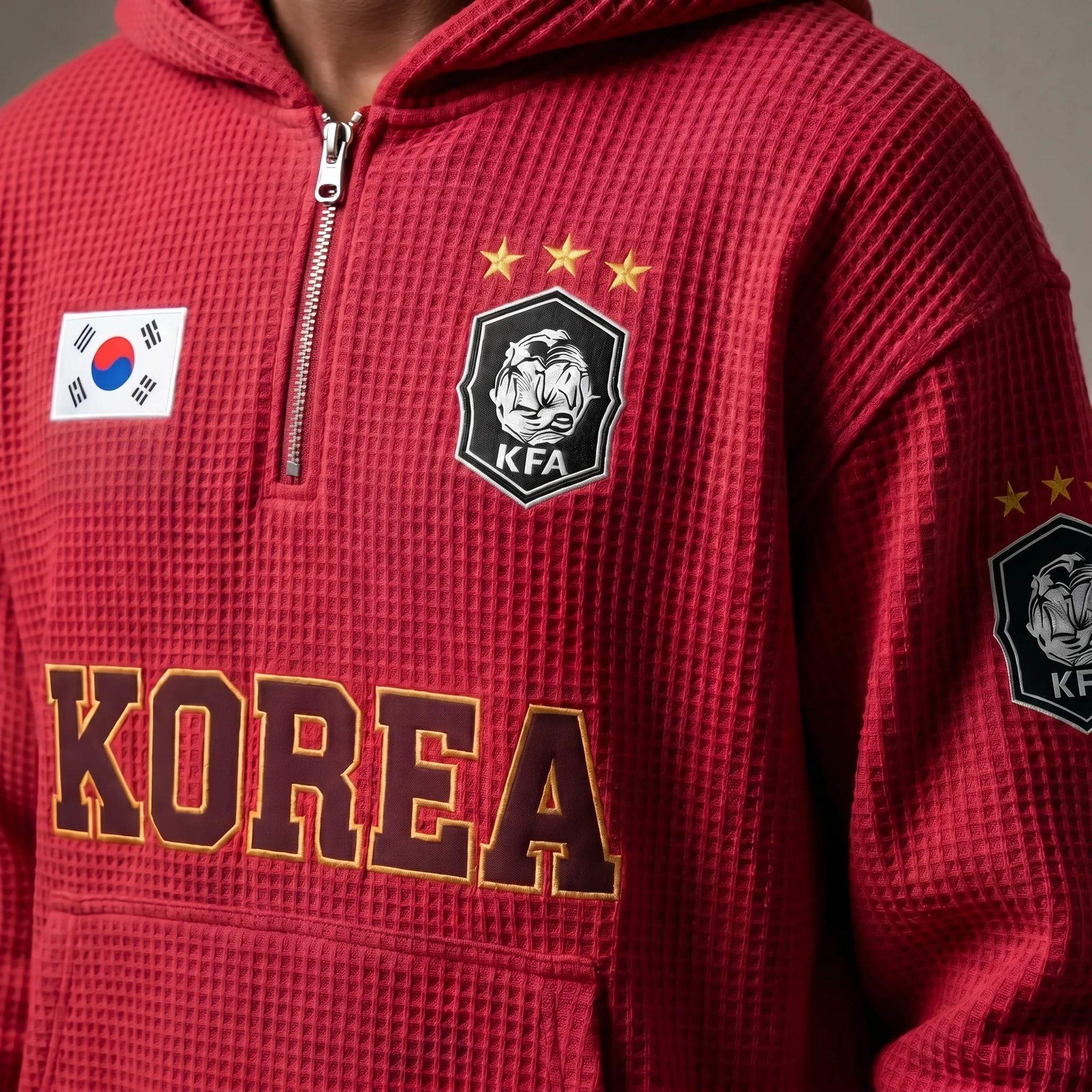 South Korea waffle quarter-zip football fan hoodie