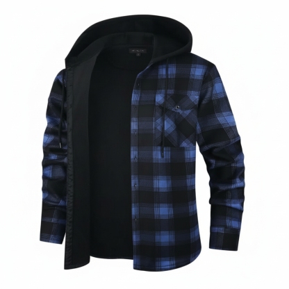 Thermal Flannel Plaid Winter Jacket With Pockets For Men