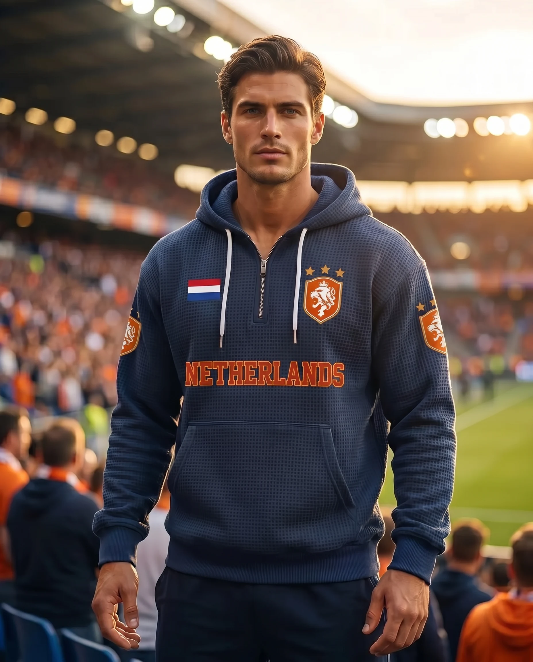Netherlands waffle quarter-zip football fan hoodie