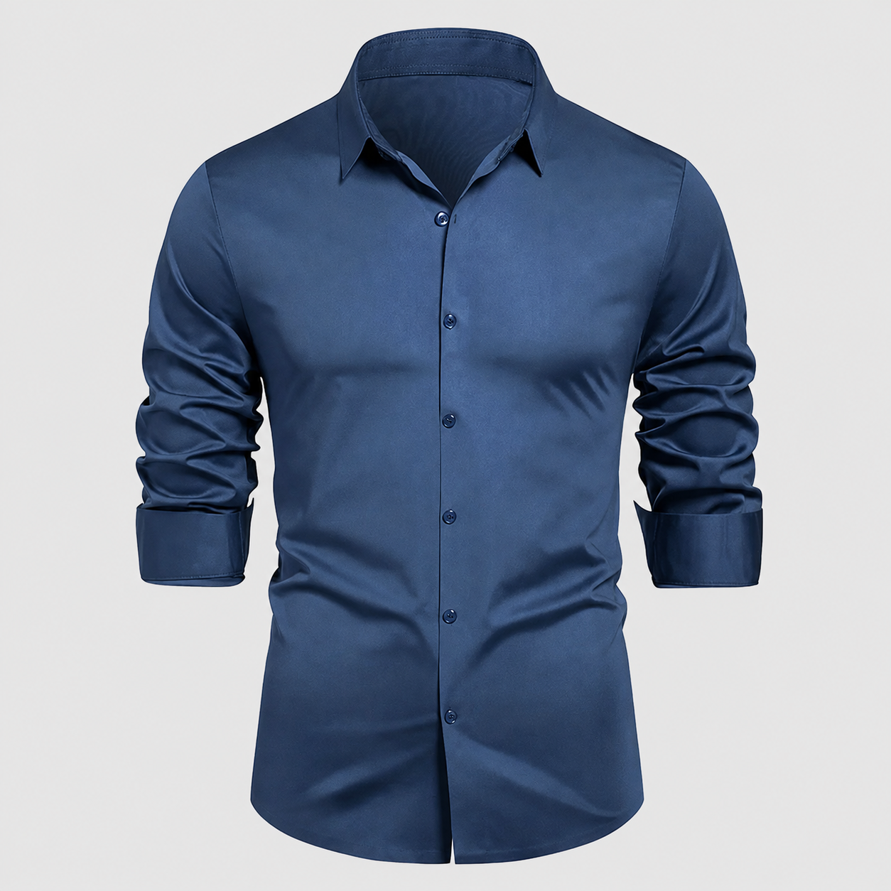 Slim Fit Long Sleeve Solid Color Formal Shirt For Men