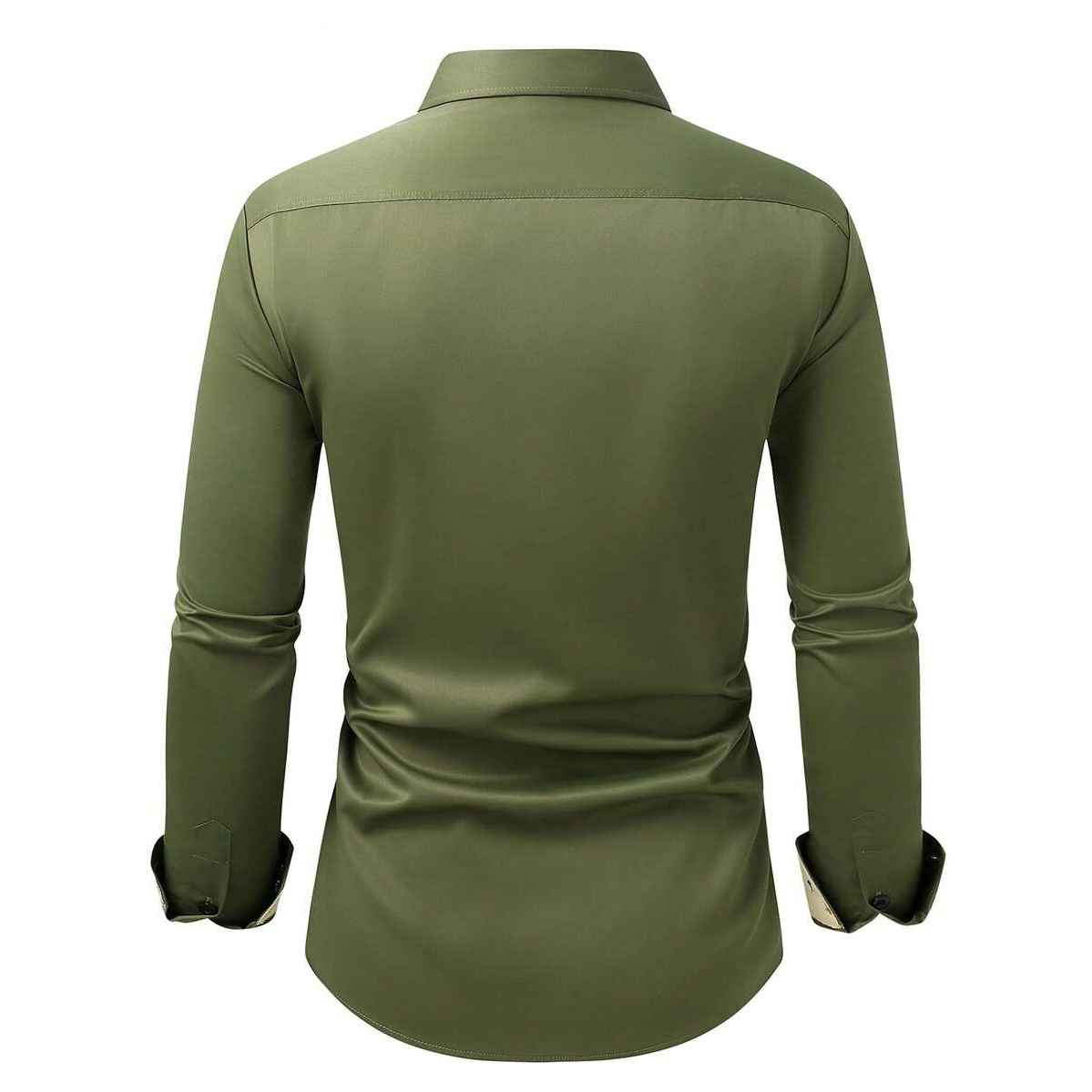 Solid Colored Front Pocket Long Sleeve Shirt