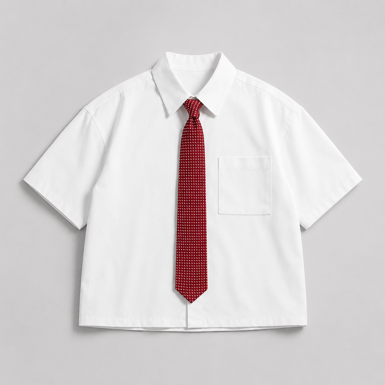 Solid Color Loose Fit Short Sleeve Shirt With Tie For Men