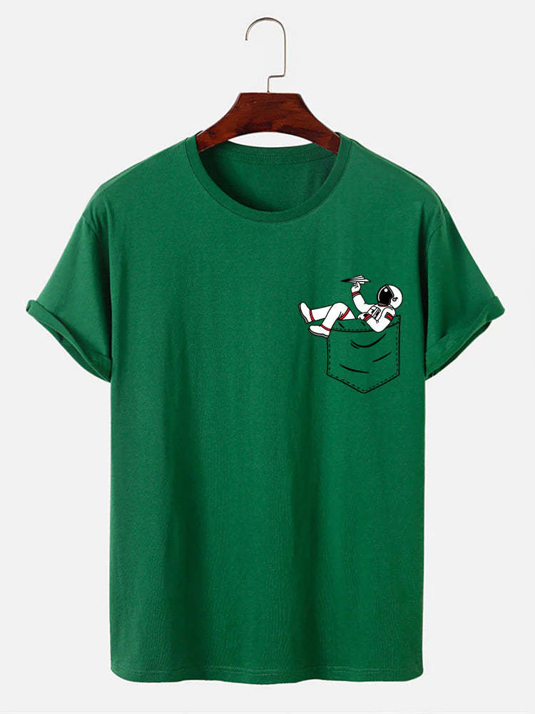 Astronaut Pocket Print T-Shirt-Vacay Outfit