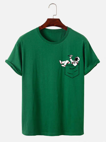 Astronaut Pocket Print T-Shirt-Vacay Outfit