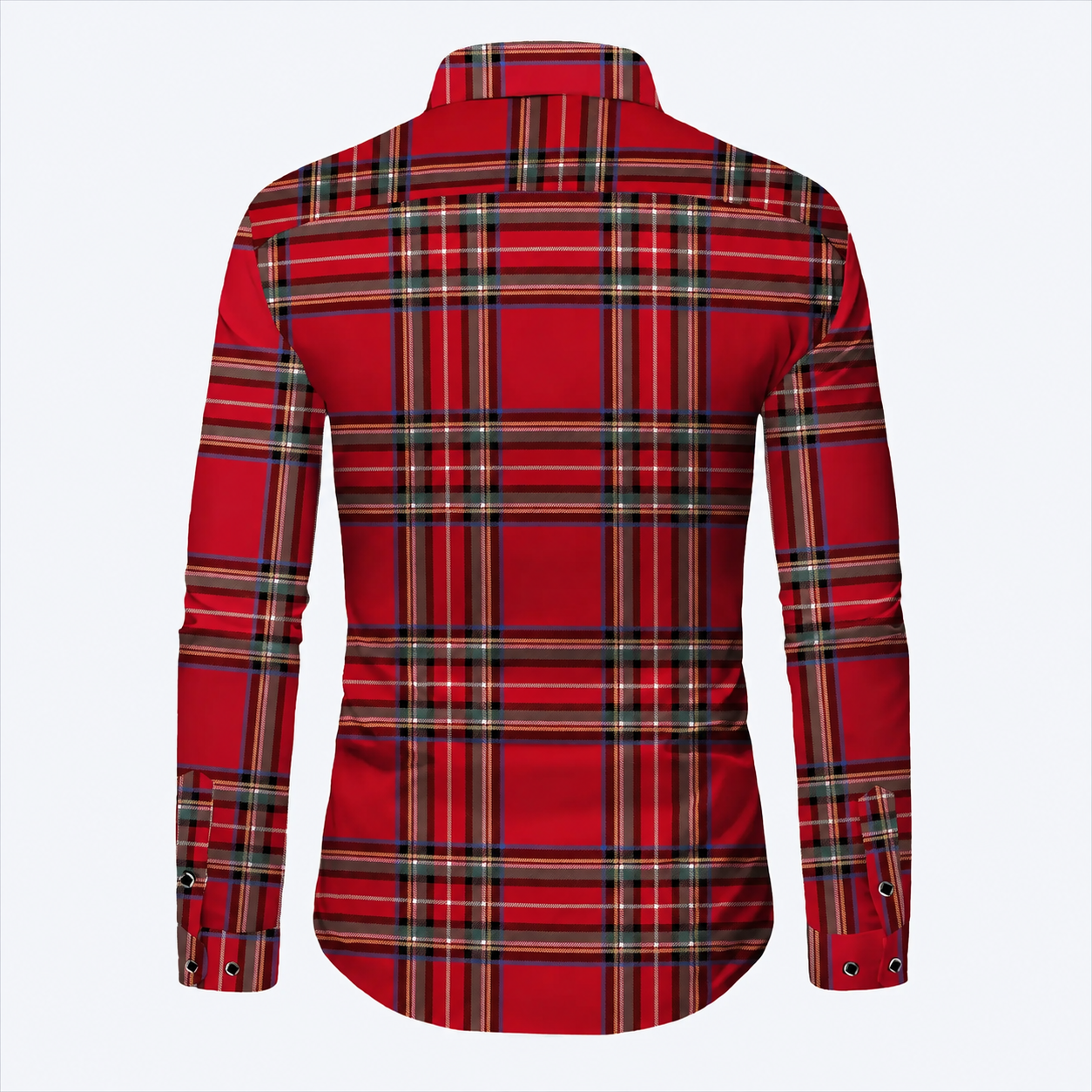 Plaid Checkered Print Long Sleeve Collared Shirt For Men