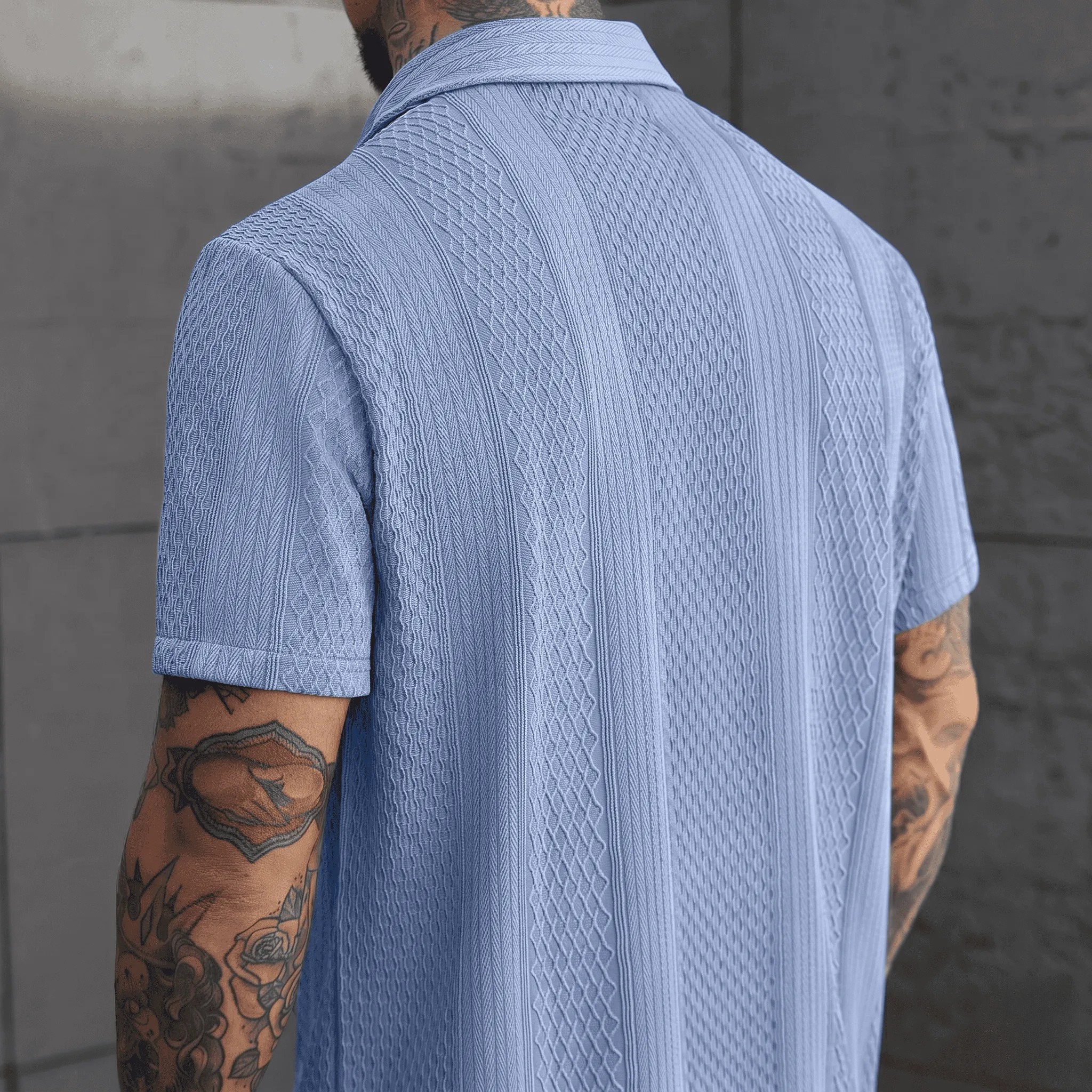 Plus Size Textured Jacquard Shirt For Men