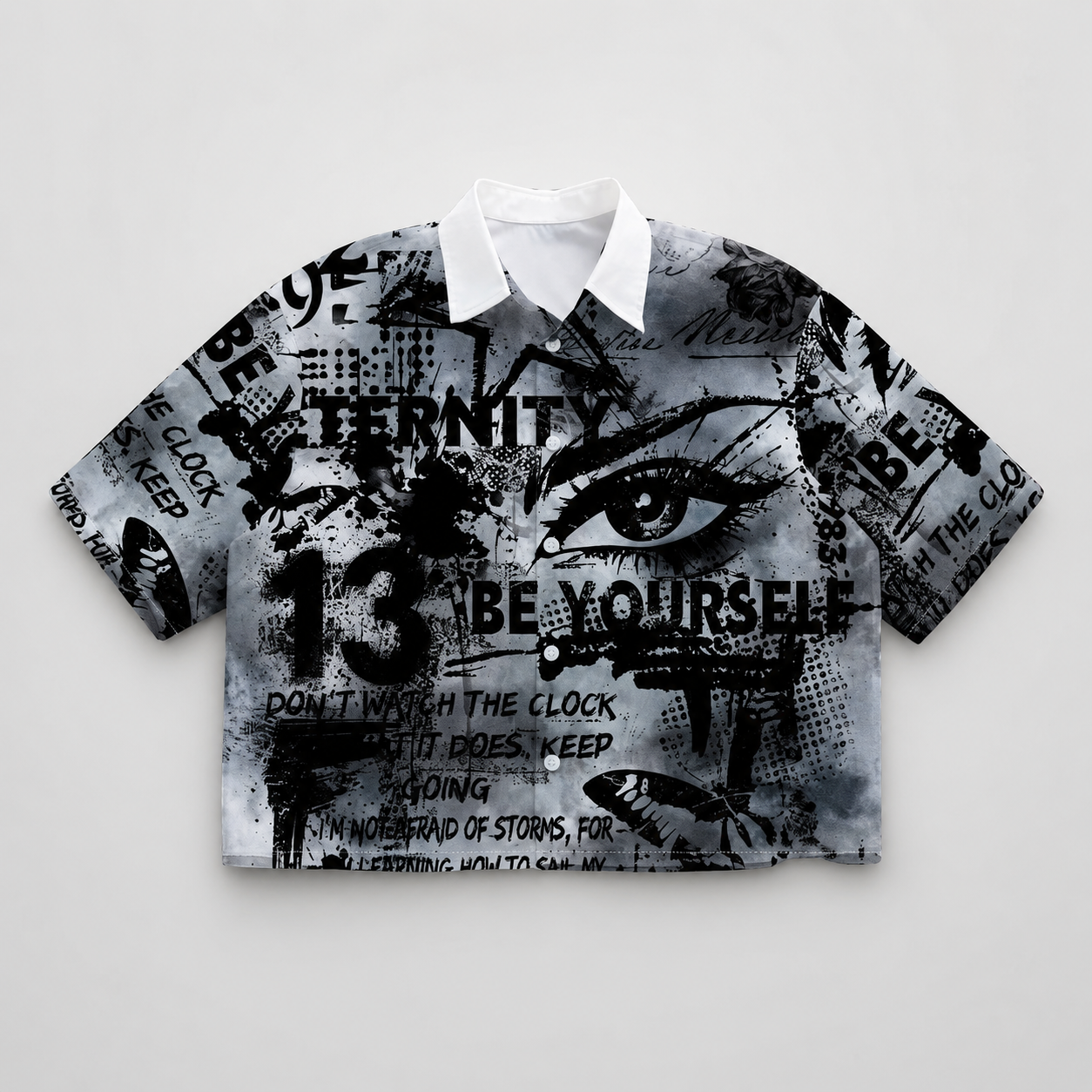 Streetwear Loose Fit Graphic Print Short Sleeve Casual Shirt For Men