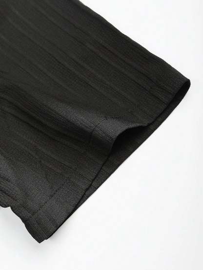 Solid Colored Button Up Shirt And Pants Without Tee-Vacay Outfit