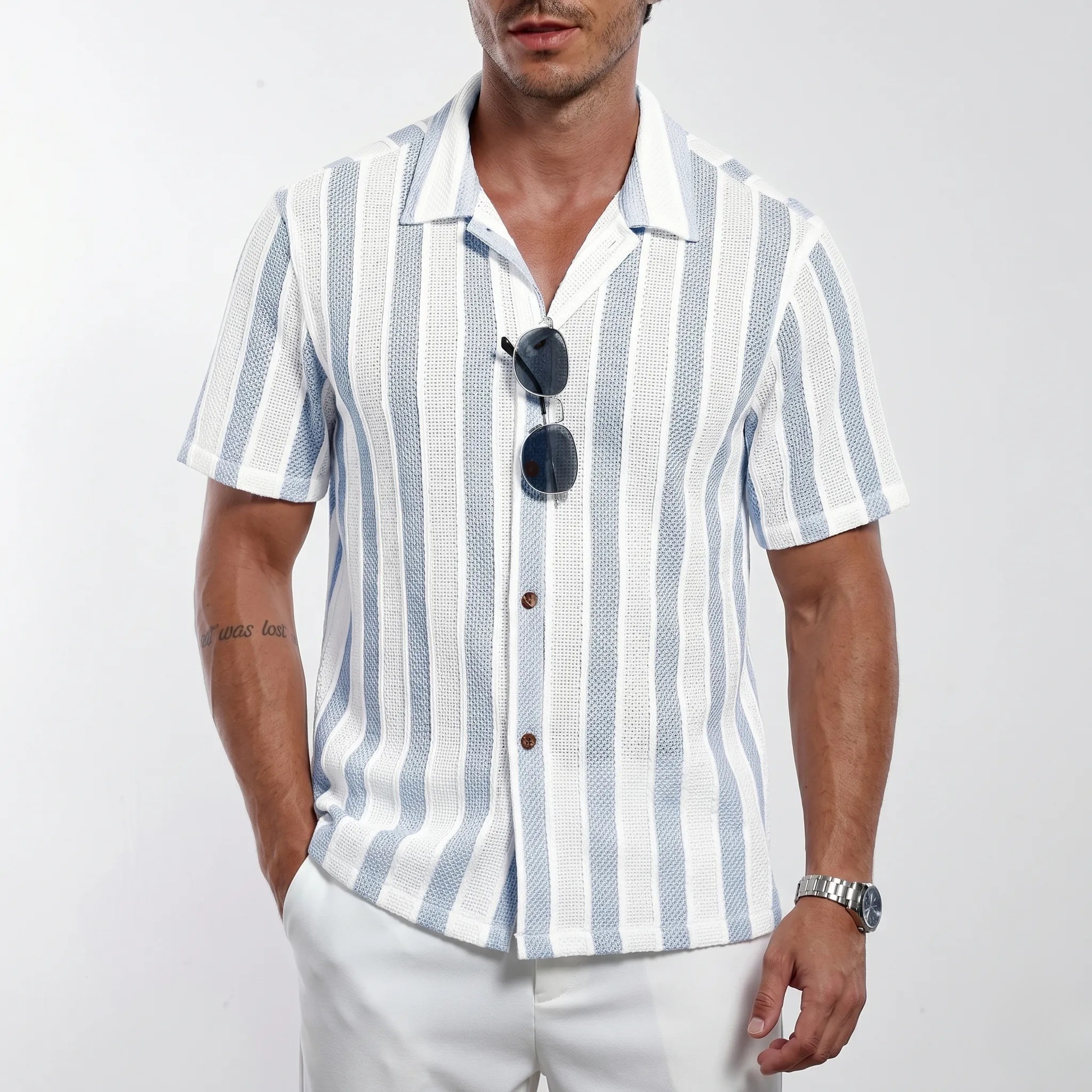 Plus Size Textured Jacquard Shirt For Men