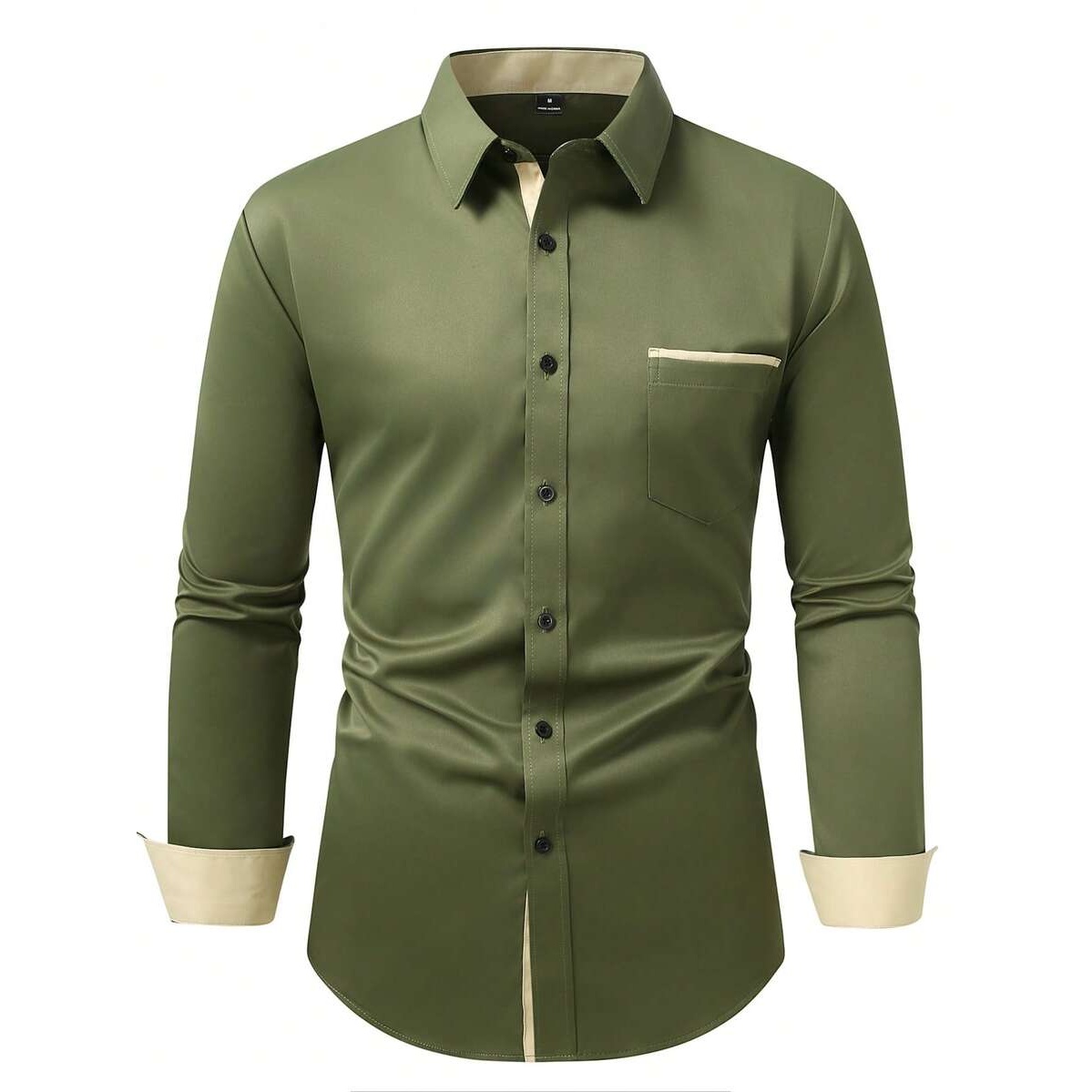 Solid Colored Front Pocket Long Sleeve Shirt
