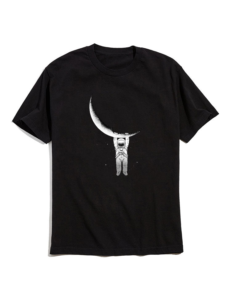 Astronaut And Moon Funny Graphic T-Shirts-Vacay Outfit