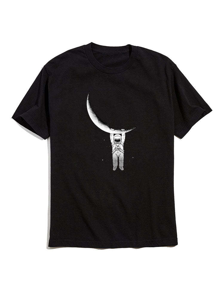Astronaut And Moon Funny Graphic T-Shirts-Vacay Outfit