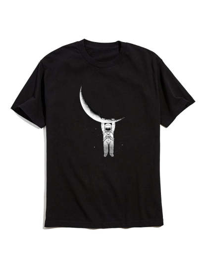 Astronaut And Moon Funny Graphic T-Shirts-Vacay Outfit