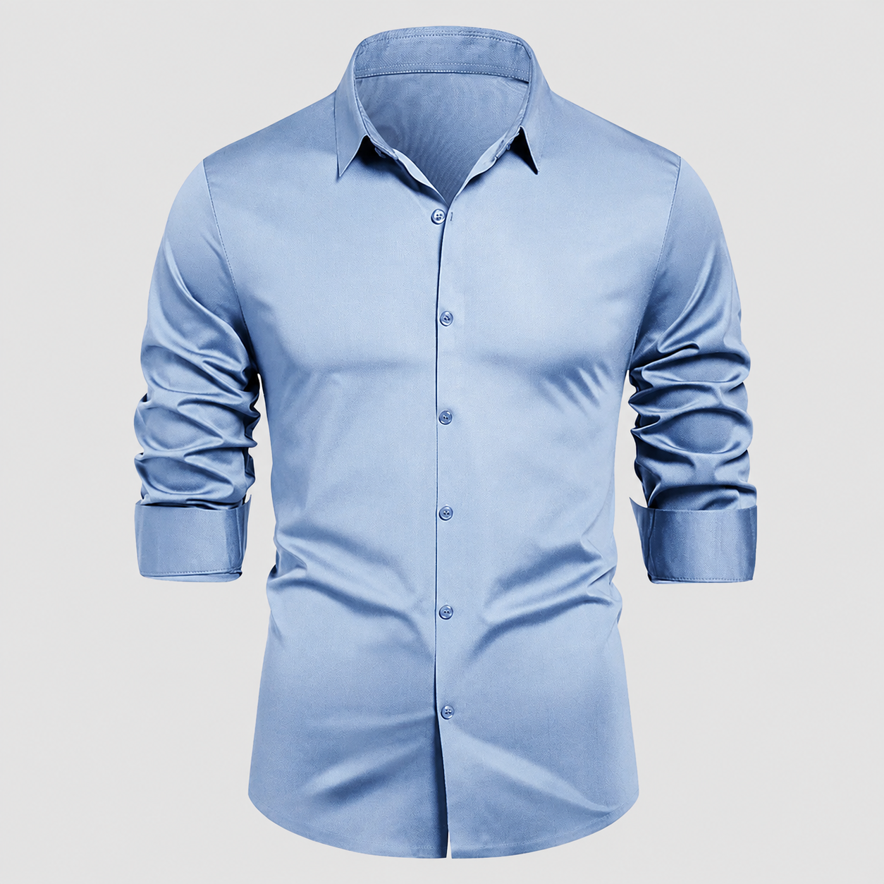Slim Fit Long Sleeve Solid Color Formal Shirt For Men