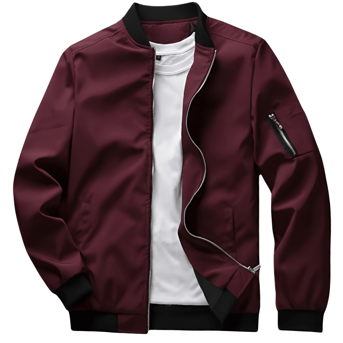 Jacket For Men With Zipper Front And Stand Collar
