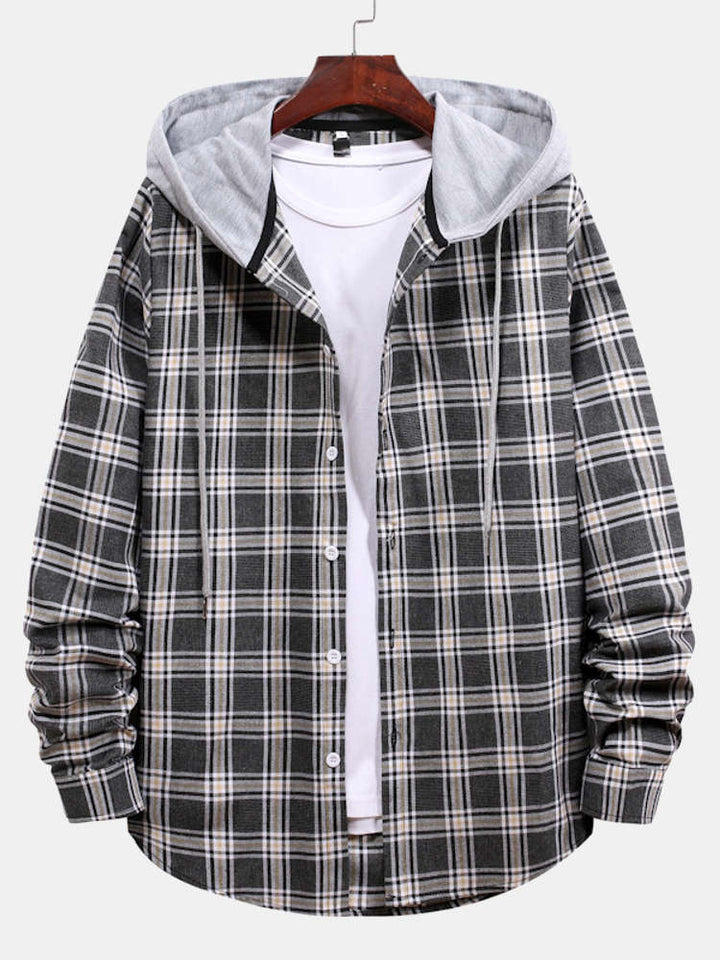 Button Up Drawstring Hooded Shirt-Vacay Outfit