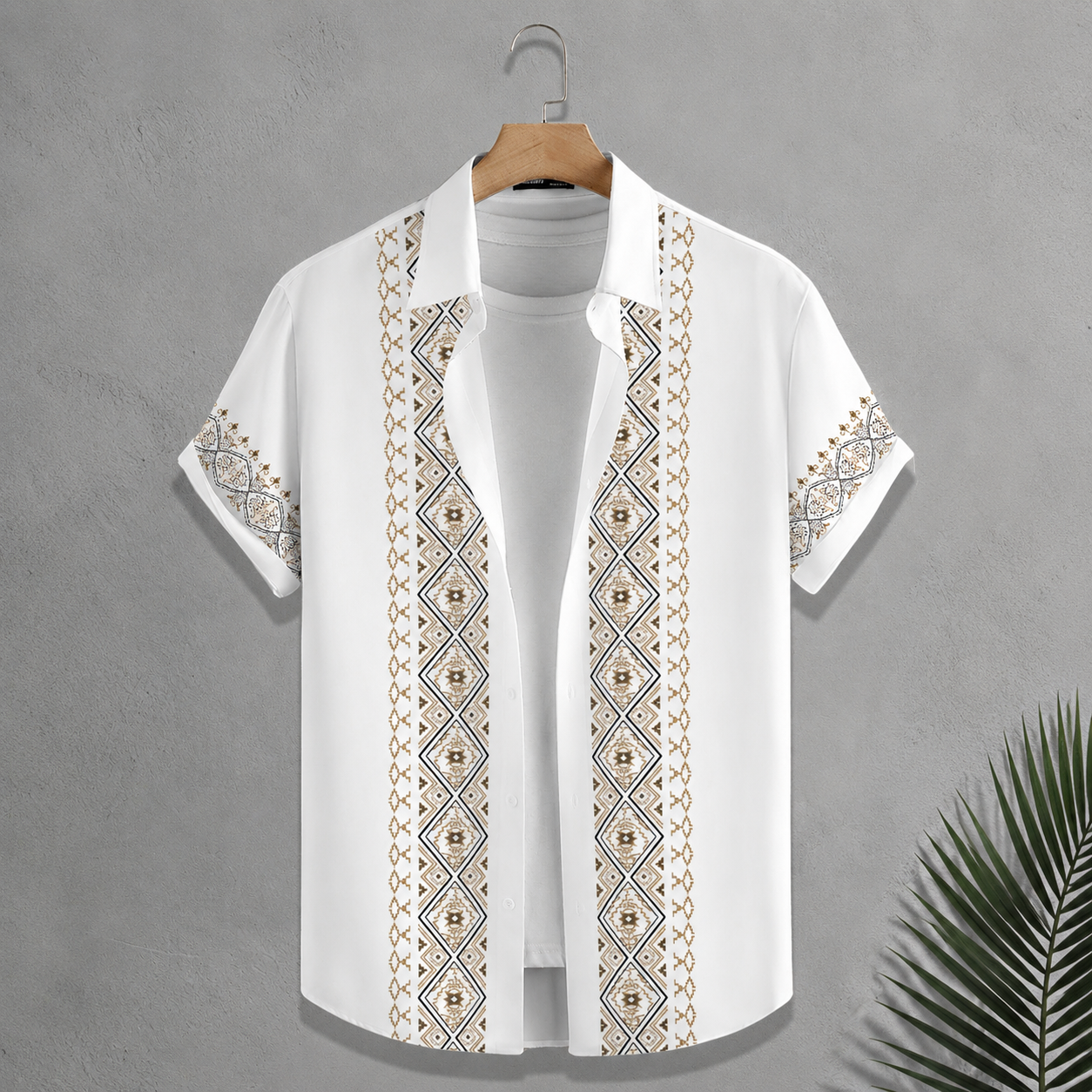 Casual Printed Short Sleeve Holiday Button Up Shirt For Men