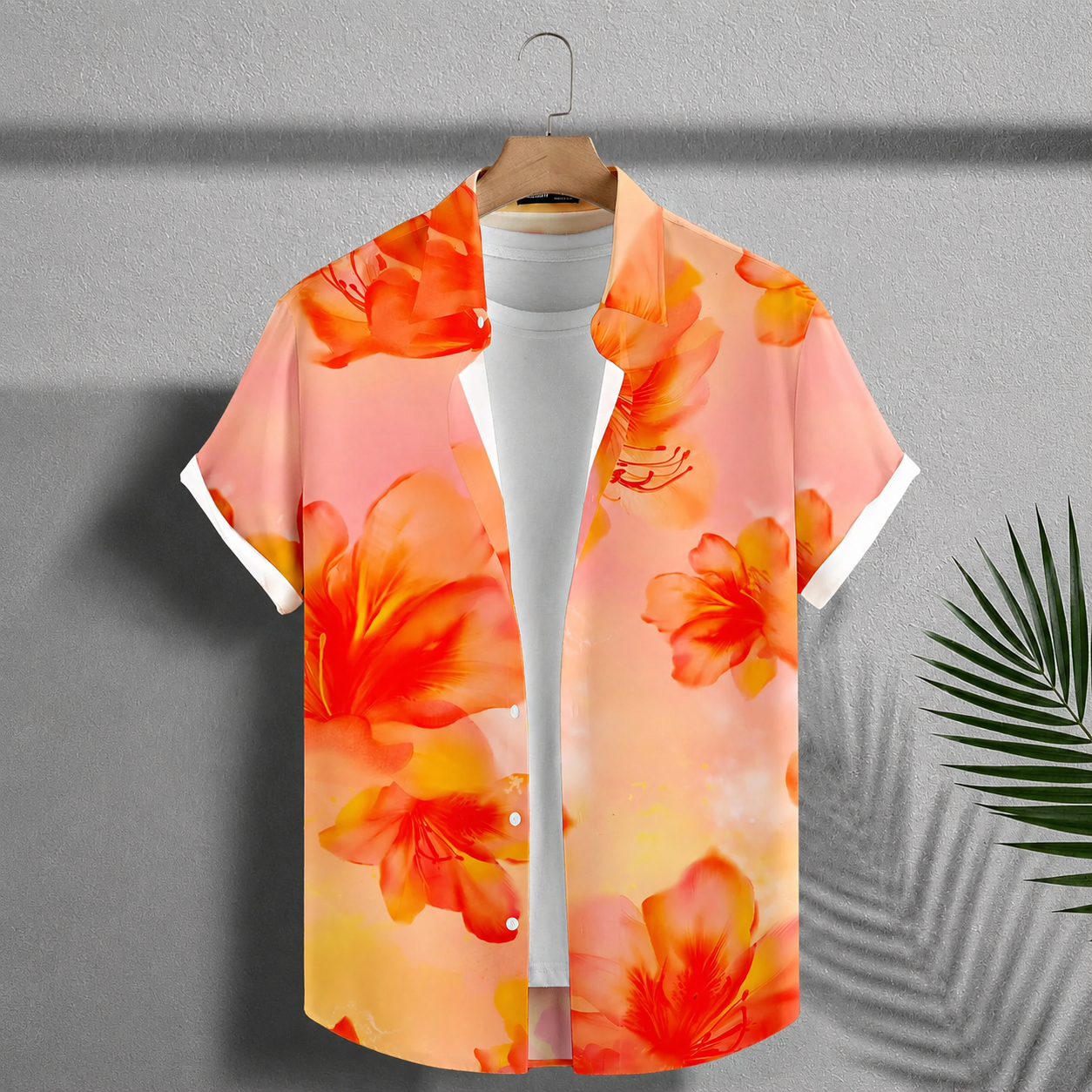Casual Printed Short Sleeve Holiday Button Up Shirt For Men