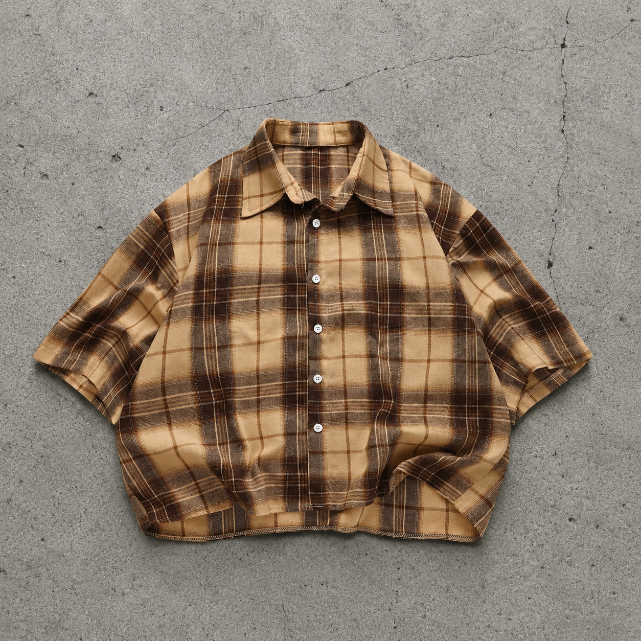 Retro Plaid Short Sleeve Button Down Casual Holiday Shirt For Men
