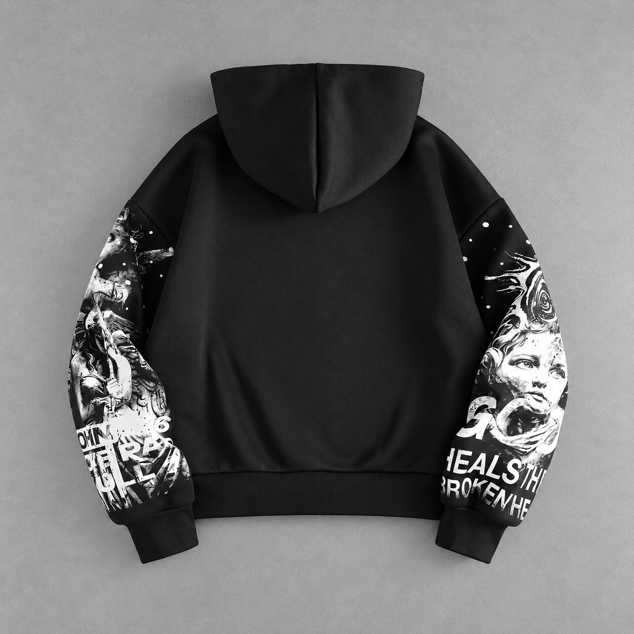 Loose Fit Angel Print Zip Up Casual Hoodie For Men