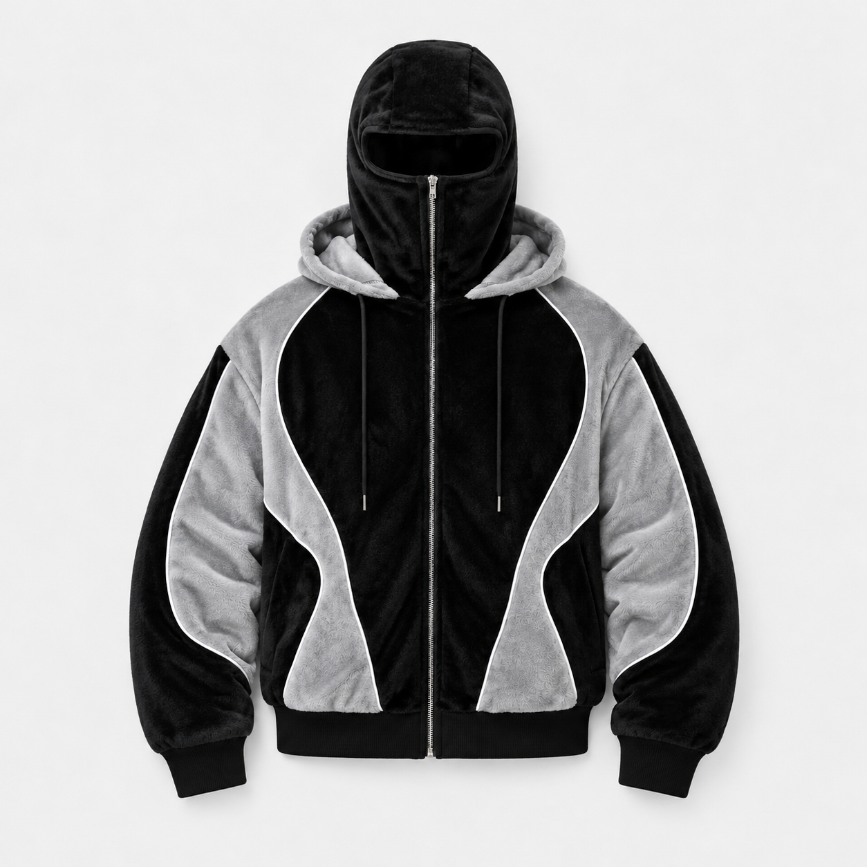 Rhinestone Embellished Graphic Zip Up Hooded Sweatshirt For Men