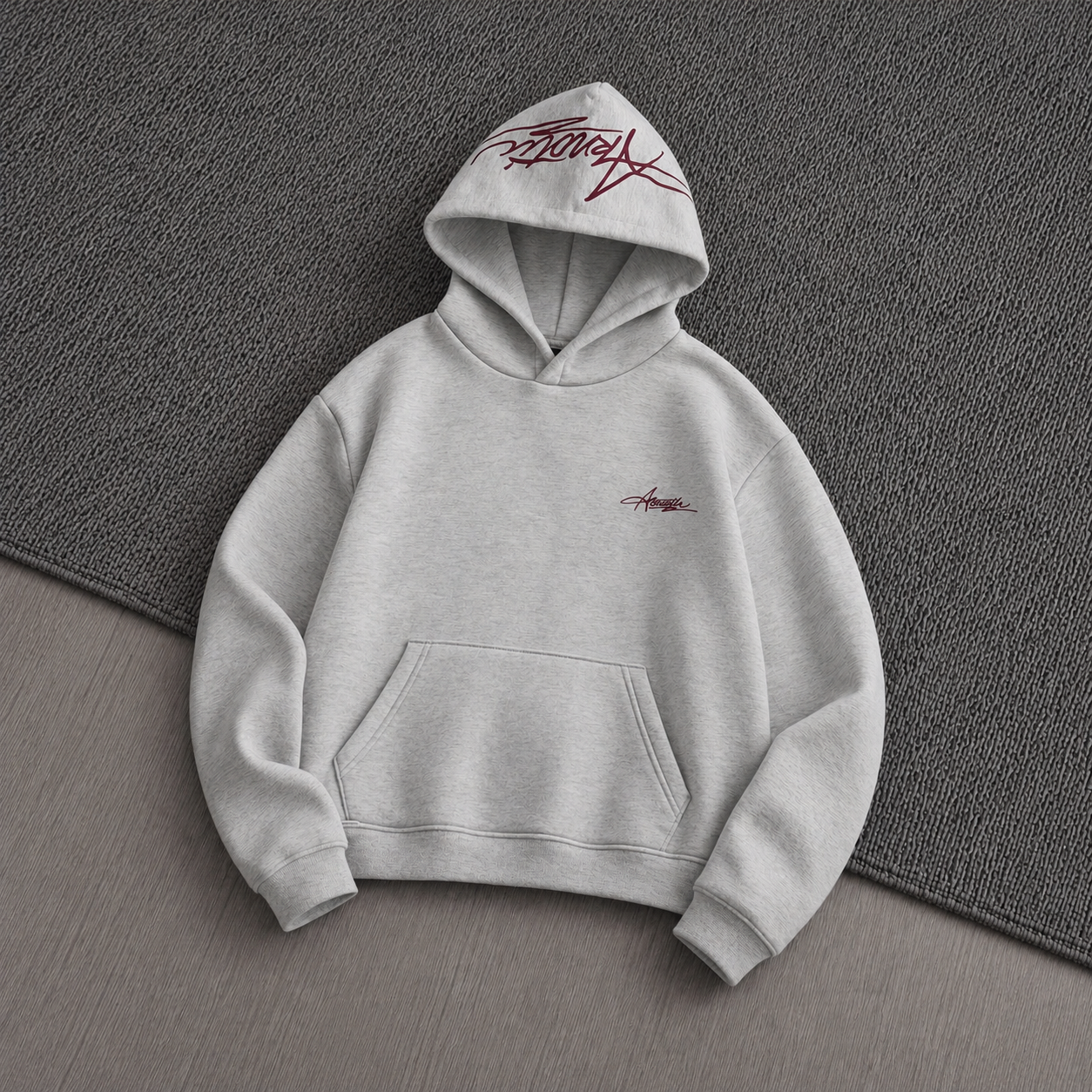 Loose Fit Letter Embroidered Knit Hooded Sweatshirt For Men