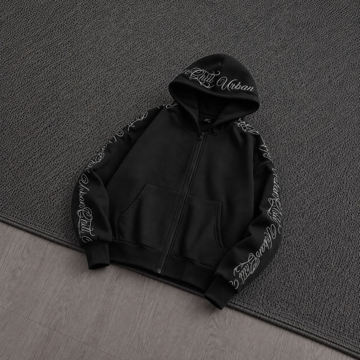 Loose Fit Letter Embroidered Knit Hooded Sweatshirt For Men
