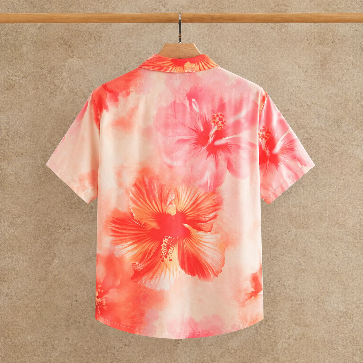 Lily Floral Print Short Sleeve Casual Vacation Shirt For Men