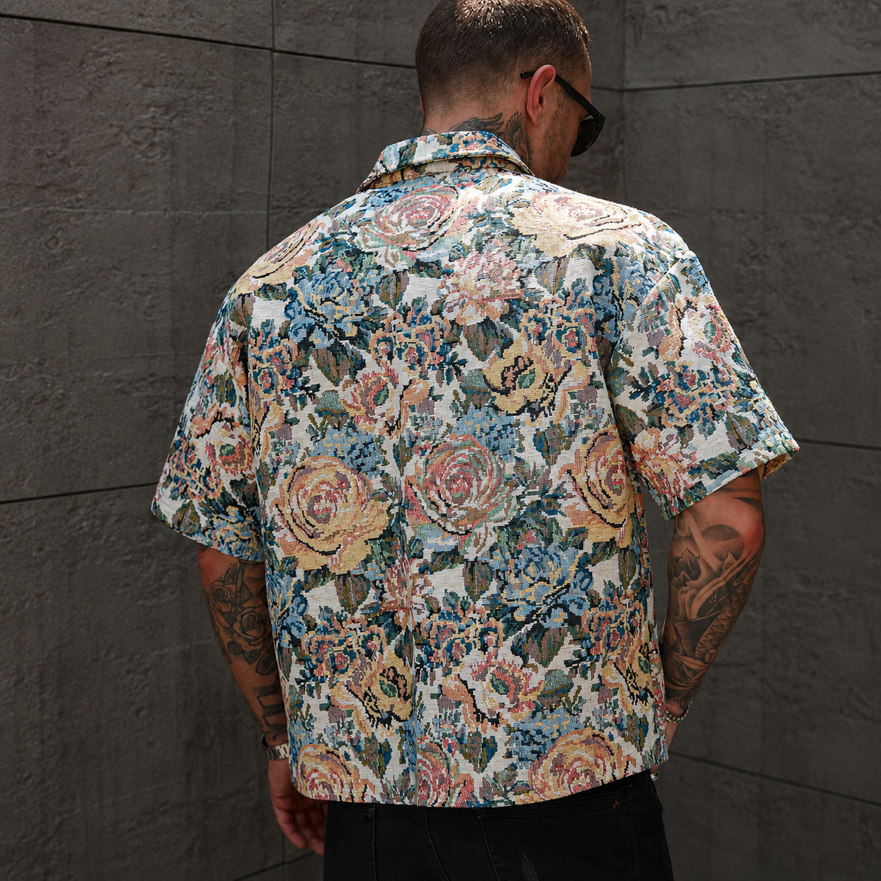 Printed Short Sleeve Button Down Casual Vacation Shirt For Men