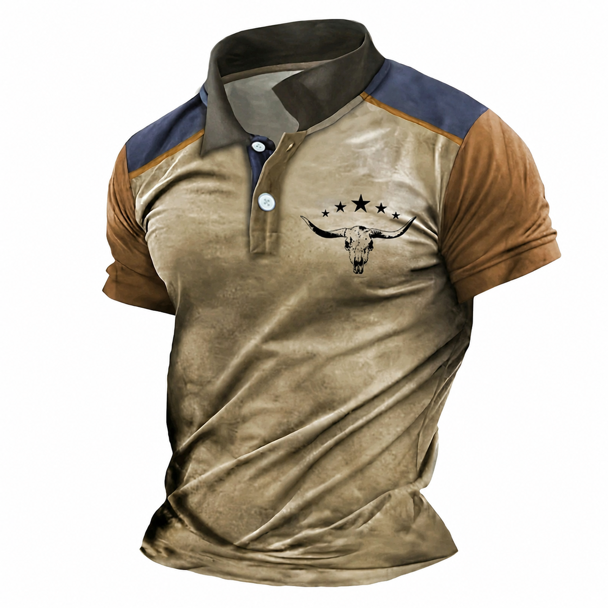 Vintage Western Style Short Sleeve Polo Shirt For Men