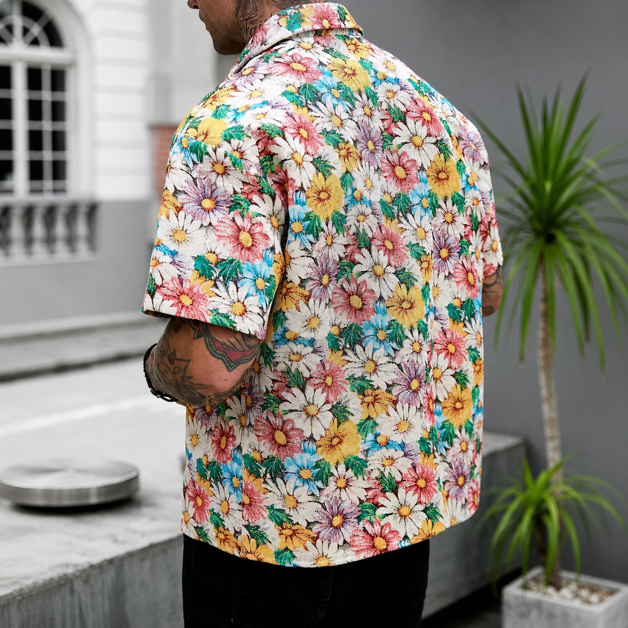 Printed Short Sleeve Button Down Casual Vacation Shirt For Men