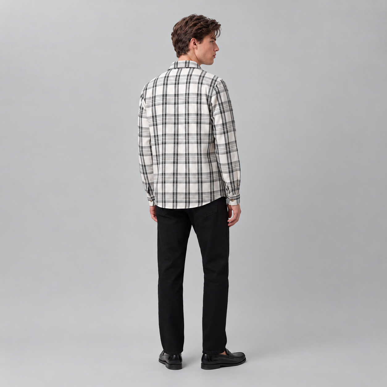 Regular Plaid Long Sleeve Button Front Jacket For Men