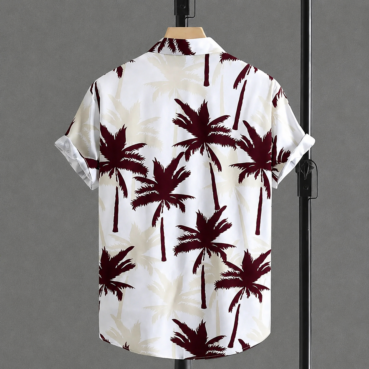Tropical Palm Print Short Sleeve Casual Summer Button Up Shirt For Men