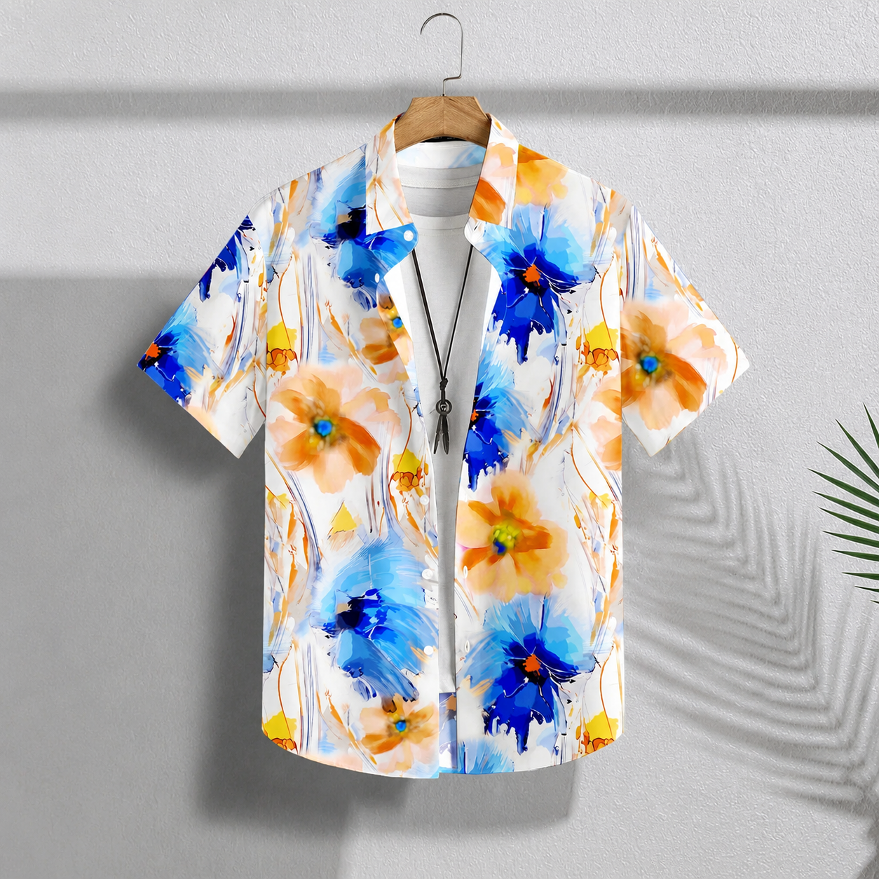 Classic Printed Holiday Short Sleeve Shirt Button Up For Men