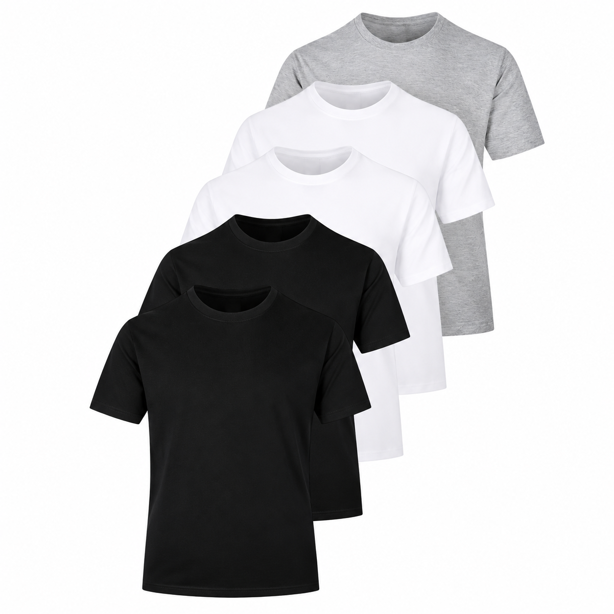 Pack of 5 Slim Fit Short Sleeve Casual T Shirts for Men