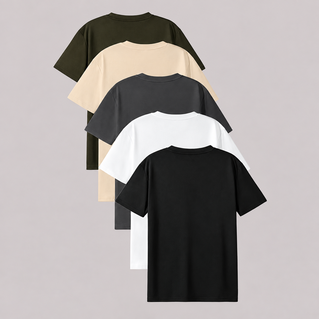 Pack of 5 Slim Fit Short Sleeve Casual T Shirts for Men