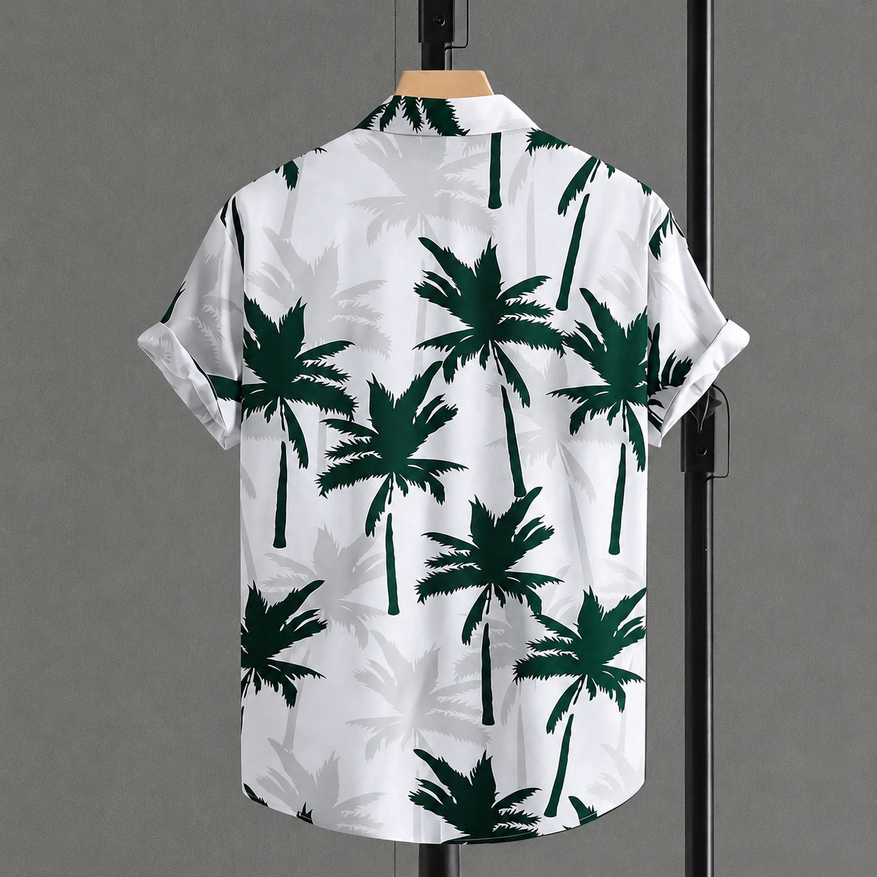 Tropical Palm Print Short Sleeve Casual Summer Button Up Shirt For Men