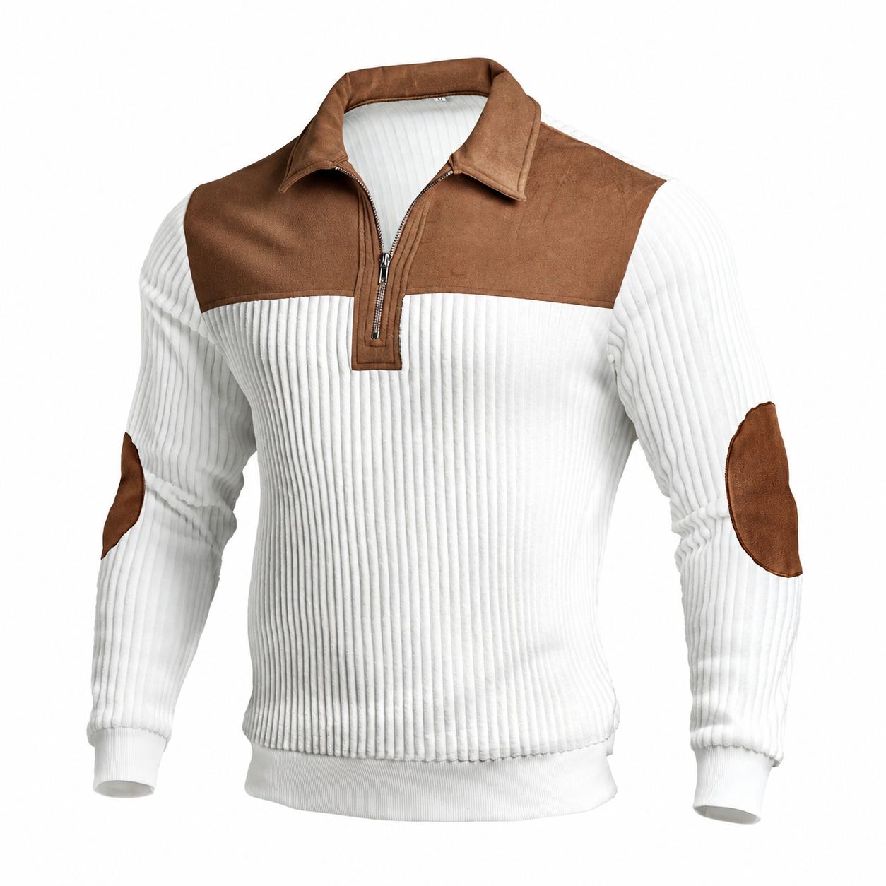 Contrast Design Long Sleeve Zip Pullover Sweatshirt For Men