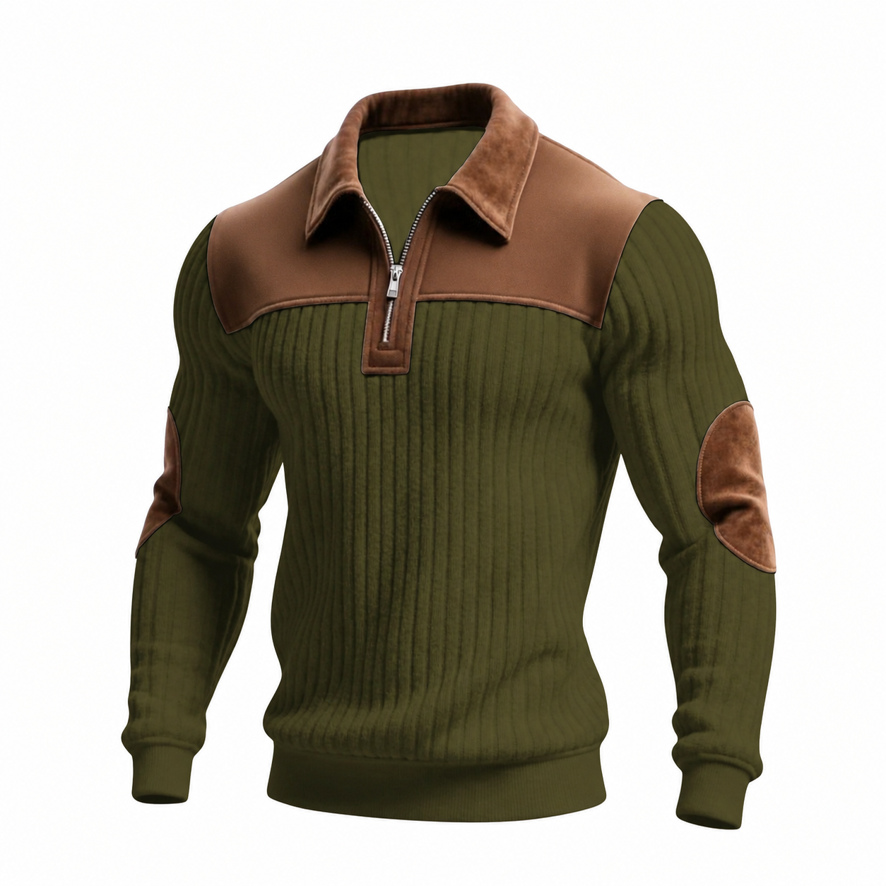 Contrast Design Long Sleeve Zip Pullover Sweatshirt For Men