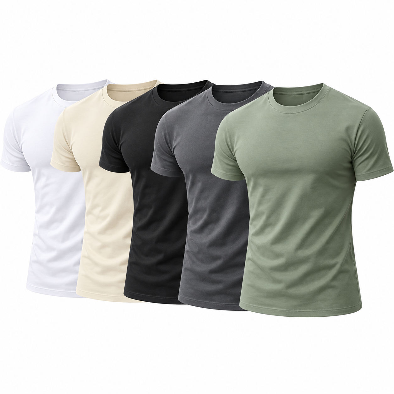 Pack of 5 Slim Fit Short Sleeve Casual T Shirts for Men