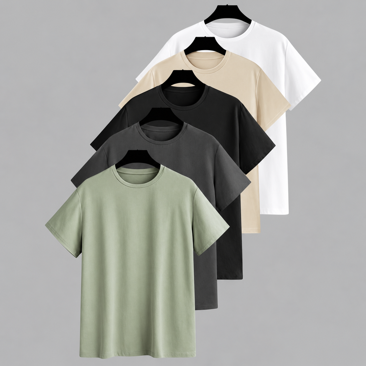 Pack of 5 Slim Fit Short Sleeve Casual T Shirts for Men