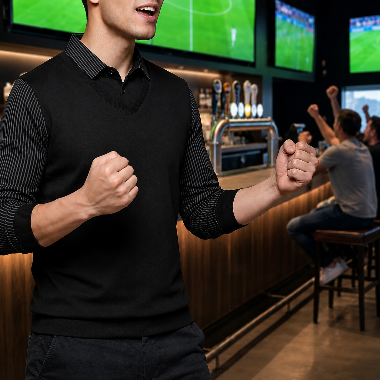 Classic Layered Collar Long Sleeve Casual T Shirt For Men