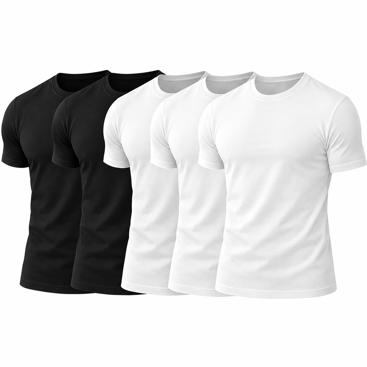 Pack of 5 Slim Fit Short Sleeve Casual T Shirts for Men